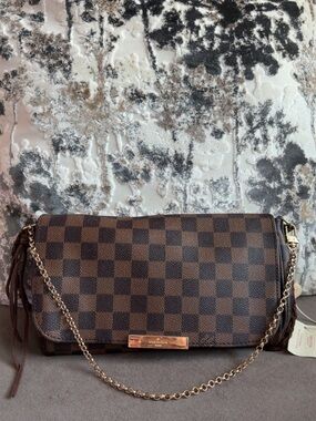 Designer-Style Brown Checkered Crossbody Bag